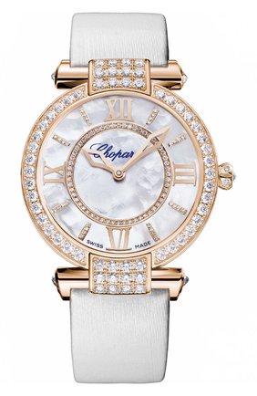 Женские часы imperiale automatic joaillerie CHOPARD бесцветного цвета по цене 5659200 руб., арт. 384242-5005 | Фото 1 Женские часы imperiale automatic joaillerie CHOPARD бесцветного цвета, арт. 384242-5005 | Фото 1 (Механизм: Автомат; Материал корпуса: Розовое золото; Цвет циферблата: Перламутровый)