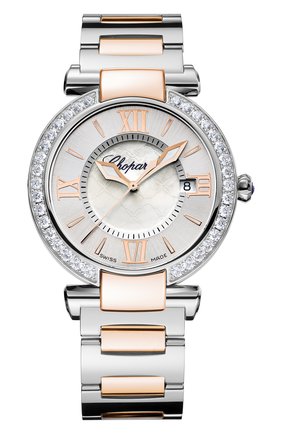 Женские часы imperiale CHOPARD бесцветного цвета по цене 2332800 руб., арт. 388532-6004 | Фото 1 Женские часы imperiale CHOPARD бесцветного цвета, арт. 388532-6004 | Фото 1 (Механизм: Кварц; Цвет циферблата: Серебристый; Материал корпуса: Сталь и розовое золото)