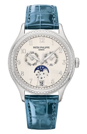 Женские часы annual calendar PATEK PHILIPPE бесцветного цвета по цене 4317300 руб., арт. 4947 G-010 | Фото 1 Женские часы annual calendar PATEK PHILIPPE бесцветного цвета, арт. 4947 G-010 | Фото 1 (Механизм: Автомат; Цвет циферблата: Белый; Материал корпуса: Белое золото)