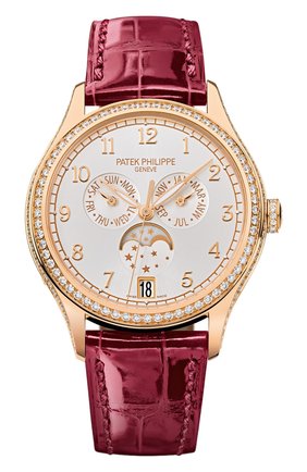 Женские часы moon phase rose gold PATEK PHILIPPE бесцветного цвета по цене 4317300 руб., арт. 4947 R-001 | Фото 1 Женские часы moon phase rose gold PATEK PHILIPPE бесцветного цвета, арт. 4947 R-001 | Фото 1 (Механизм: Автомат; Материал корпуса: Розовое золото; Цвет циферблата: Серебристый)