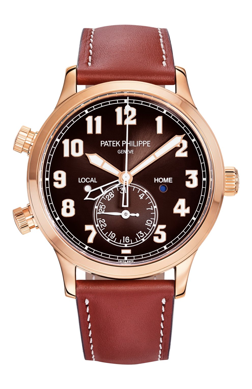 Мужские часы calatrava pilot travel time PATEK PHILIPPE коричневого цвета, арт. 5524 R-001 | Фото 1