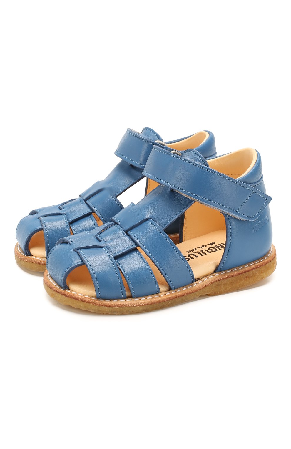 Детские кожаные сандалии ANGULUS голубого цвета, арт. 5019-101/18-29 | Фото 1 (Материал внешний: Кожа; Материал внутренний: Натуральная кожа)