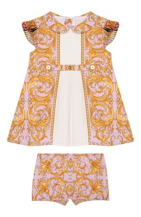 Женский комплект из платья и шорт VERSACE розового цвета по цене 20950 руб., арт. YE000111/A232779 | Фото 1 Женский комплект из платья и шорт VERSACE розового цвета, арт. YE000111/A232779 | Фото 1