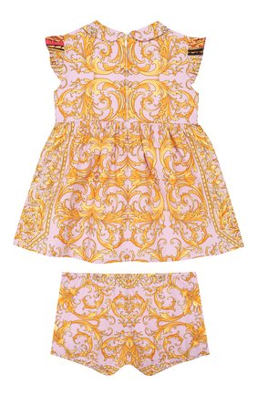 Женский комплект из платья и шорт VERSACE розового цвета по цене 20950 руб., арт. YE000111/A232779 | Фото 2 Женский комплект из платья и шорт VERSACE розового цвета, арт. YE000111/A232779 | Фото 2