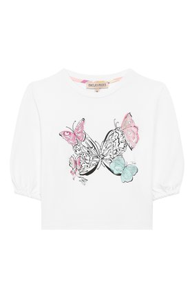 Детская хлопковый лонгслив EMILIO PUCCI белого цвета по цене 12350 руб., арт. 9M8173/MC960/5-8 | Фото 1 Детская хлопковый лонгслив EMILIO PUCCI белого цвета, арт. 9M8173/MC960/5-8 | Фото 1