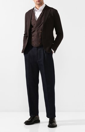 Мужской льняной жилет GIORGIO ARMANI коричневого цвета по цене 91950 руб., арт. 0SGGK01C/T01M3 | Фото 2 Мужской льняной жилет GIORGIO ARMANI коричневого цвета, арт. 0SGGK01C/T01M3 | Фото 2 (Мужское Кросс-КТ: Жилет-классика; Материал подклада: Хлопок; Материал внешний: Лен; Длина (верхняя одежда): Короткие; Стили: Классический)