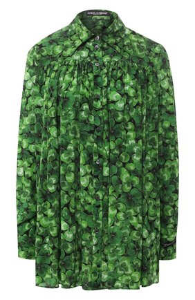 Женская шелковая рубашка DOLCE & GABBANA зеленого цвета по цене 83150 руб., арт. F5M50T/IS1AW | Фото 1 Женская шелковая рубашка DOLCE & GABBANA зеленого цвета, арт. F5M50T/IS1AW | Фото 1