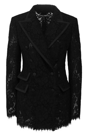 Женский двубортный жакет DOLCE & GABBANA черного цвета по цене 259500 руб., арт. F29AIT/HLM0M | Фото 1 Женский двубортный жакет DOLCE & GABBANA черного цвета, арт. F29AIT/HLM0M | Фото 1