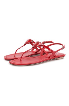 Женские кожаные сандалии PRADA красного цвета по цене 43000 руб., арт. 1Y032M-69-F0011-5 | Фото 1 Женские кожаные сандалии PRADA красного цвета, арт. 1Y032M-69-F0011-5 | Фото 1