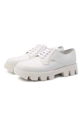Женские кожаные дерби PRADA белого цвета по цене 51000 руб., арт. 1E010M-B4L-F0009-45 | Фото 1 Женские кожаные дерби PRADA белого цвета, арт. 1E010M-B4L-F0009-45 | Фото 1