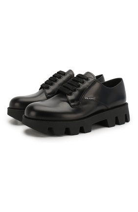 Женские кожаные дерби PRADA черного цвета по цене 51000 руб., арт. 1E010M-B4L-F0002-45 | Фото 1 Женские кожаные дерби PRADA черного цвета, арт. 1E010M-B4L-F0002-45 | Фото 1