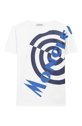 Детская хлопковая футболка MONCLER белого цвета по цене 7630 руб., арт. F1-954-8C717-20-83907/4-6A | Фото 1 Детская хлопковая футболка MONCLER белого цвета, арт. F1-954-8C717-20-83907/4-6A | Фото 1
