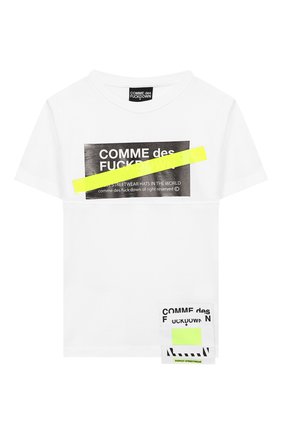 Детская хлопковая футболка COMME DES FUCKDOWN белого цвета по цене 4115 руб., арт. TSCD2103J | Фото 1 Детская хлопковая футболка COMME DES FUCKDOWN белого цвета, арт. TSCD2103J | Фото 1