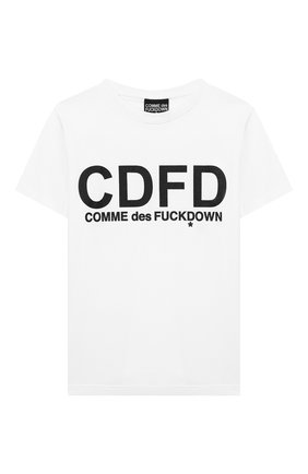 Детская хлопковая футболка COMME DES FUCKDOWN белого цвета по цене 3135 руб., арт. TSCD2111J | Фото 1 Детская хлопковая футболка COMME DES FUCKDOWN белого цвета, арт. TSCD2111J | Фото 1