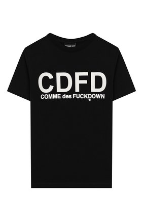Детская хлопковая футболка COMME DES FUCKDOWN черного цвета по цене 3135 руб., арт. TSCD2111J | Фото 1 Детская хлопковая футболка COMME DES FUCKDOWN черного цвета, арт. TSCD2111J | Фото 1