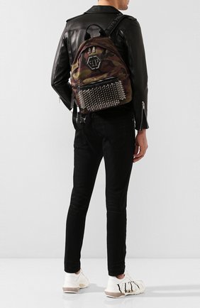 Мужской комбинированный рюкзак PHILIPP PLEIN хаки цвета по цене 135900 руб., арт. P20A MBA0916 PLE010N | Фото 2 Мужской комбинированный рюкзак PHILIPP PLEIN хаки цвета, арт. P20A MBA0916 PLE010N | Фото 2