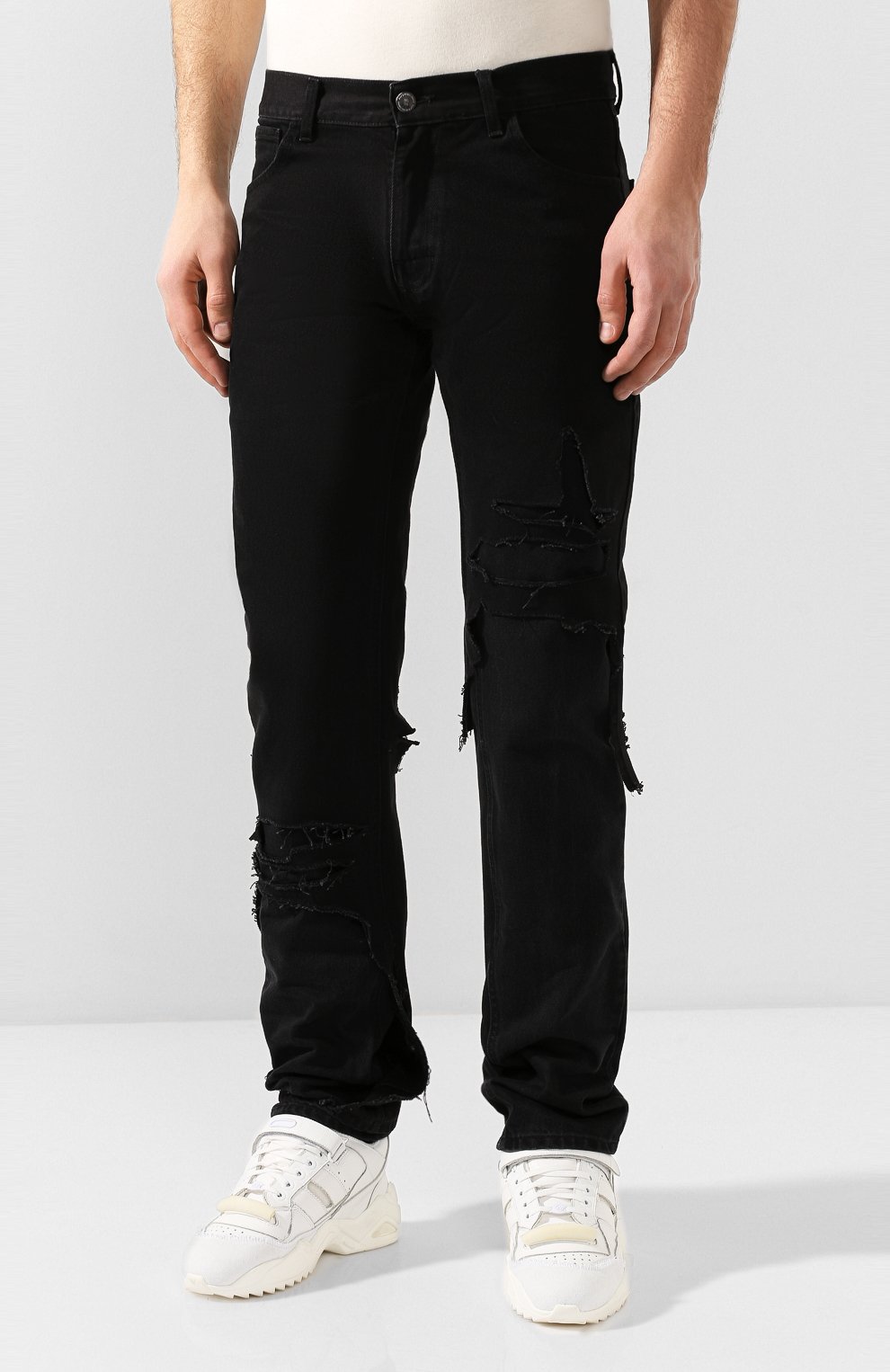 Мужские джинсы RAF SIMONS черного цвета, арт. 201-311A-10134 | Фото 3 (Силуэт М (брюки): Широкие; Кросс-КТ: Деним; Длина (брюки, джинсы): Стандартные; Материал внешний: Хлопок, Деним)