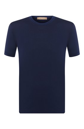 Мужская хлопковая футболка DANIELE FIESOLI темно-синего цвета, арт. DF 1351 | Фото 1 (Рукава: Короткие; Принт: Без принта; Материал внешний: Хлопок; Длина (для топов): Стандартные; Стили: Кэжуэл)
