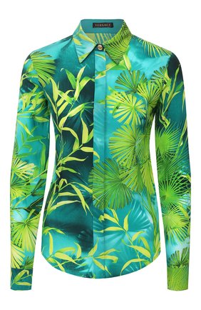 Женская шелковая рубашка VERSACE зеленого цвета по цене 78100 руб., арт. A84722/A234699 | Фото 1 Женская шелковая рубашка VERSACE зеленого цвета, арт. A84722/A234699 | Фото 1