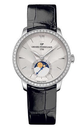 Женские часы steel moon phase silver diamonds GIRARD-PERREGAUX серебряного цвета по цене 1078700 руб., арт. 49524D11A171-CK6A | Фото 1 Женские часы steel moon phase silver diamonds GIRARD-PERREGAUX серебряного цвета, арт. 49524D11A171-CK6A | Фото 1