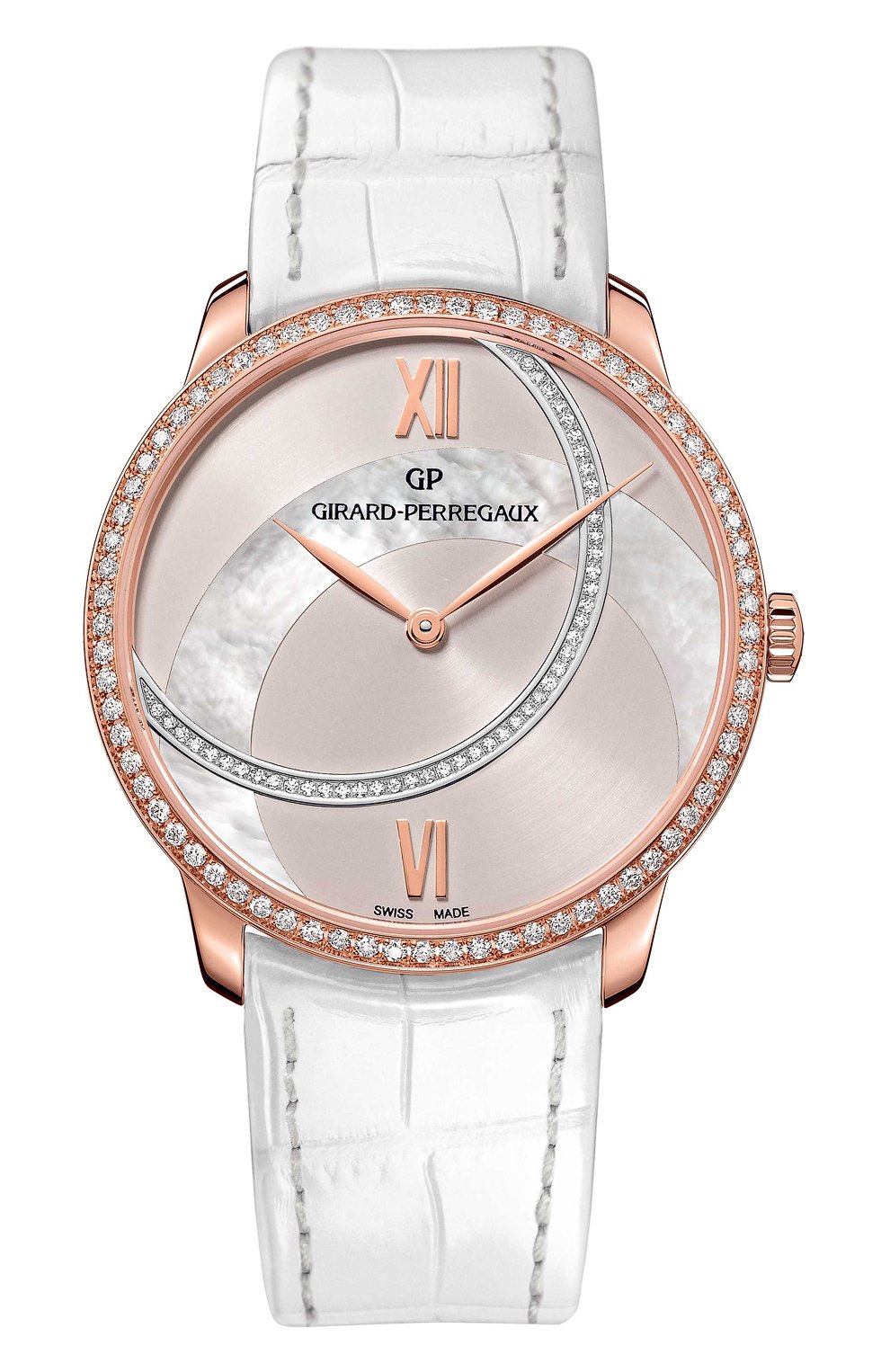 Женские часы rose gold pearl silver GIRARD-PERREGAUX бесцветного цвета, арт. 49525D52ABD2-BK8A | Фото 1 (Механизм: Автомат; Материал корпуса: Розовое золото; Цвет циферблата: Серебристый)