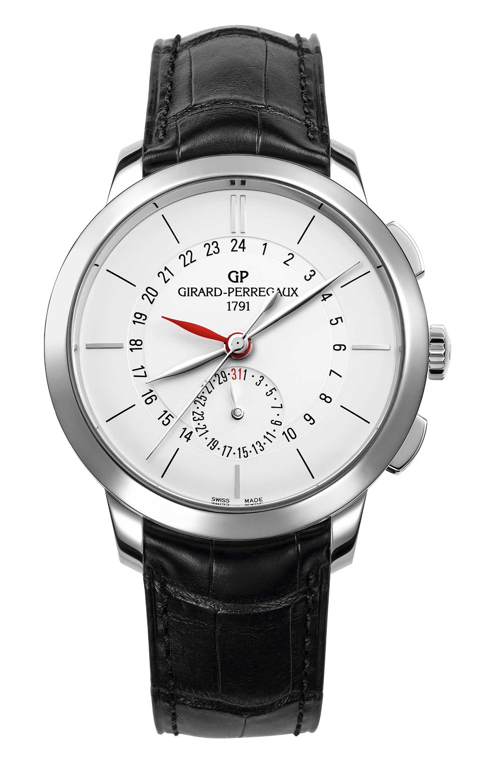 Мужские часы dual time steel white GIRARD-PERREGAUX бесцветного цвета, арт. 49544-11-132-BB60 | Фото 1 (Механизм: Автомат; Материал корпуса: Сталь; Цвет циферблата: Белый)