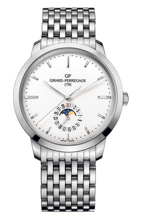 Мужские часы steel moon phase white GIRARD-PERREGAUX бесцветного цвета по цене 669000 руб., арт. 49545-11-131-BB60 | Фото 1 Мужские часы steel moon phase white GIRARD-PERREGAUX бесцветного цвета, арт. 49545-11-131-BB60 | Фото 1 (Механизм: Автомат; Материал корпуса: Сталь; Цвет циферблата: Белый)