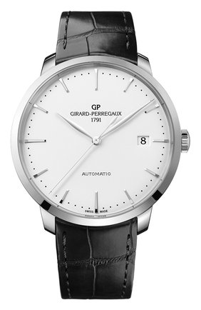 Мужские часы steel date white GIRARD-PERREGAUX бесцветного цвета, арт. 49551-11-132-BB60 | Фото 1 (Материал корпуса: Сталь; Механизм: Автомат; Цвет циферблата: Серебристый)