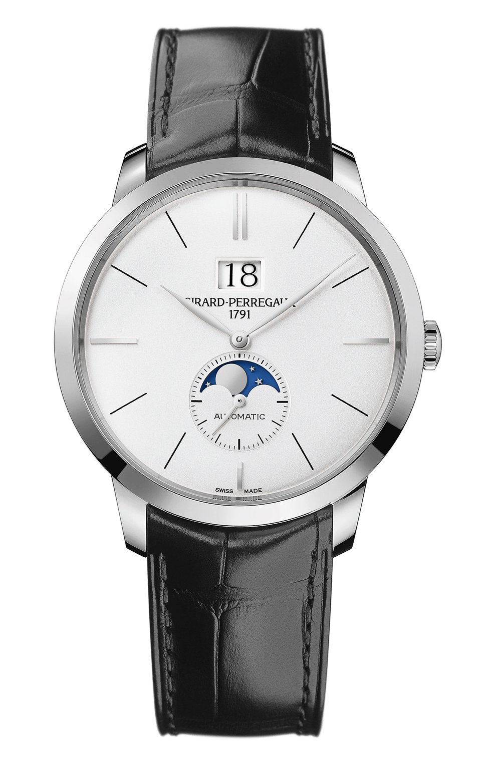 Мужские часы large date and moon phases GIRARD-PERREGAUX серебряного цвета, арт. 49556-53-132-BB6C | Фото 1
