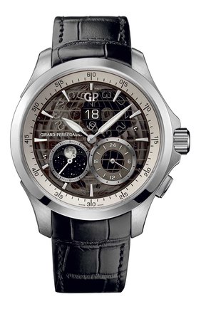 Мужские часы moon phases dual time steel GIRARD-PERREGAUX серого цвета по цене 1256000 руб., арт. 49655-11-231-BB6A | Фото 1 Мужские часы moon phases dual time steel GIRARD-PERREGAUX серого цвета, арт. 49655-11-231-BB6A | Фото 1