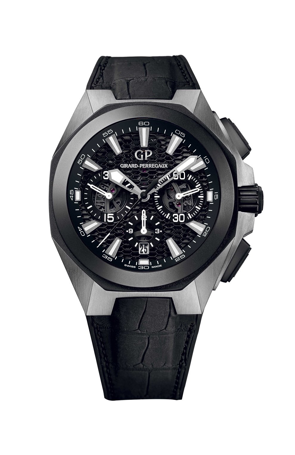 Мужские часы titanium ceramic black chrono GIRARD-PERREGAUX бесцветного цвета, арт. 49971-37-631-BB6A | Фото 1 (Материал корпуса: Другое; Механизм: Автомат; Цвет циферблата: Чёрный)