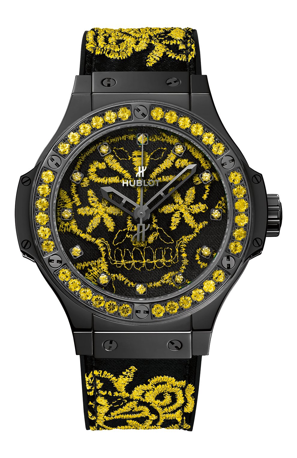 Женские часы big bang broderie sugar skull fluo sunpower HUBLOT черного цвета, арт. 343.CY.6590.NR.1211 | Фото 1