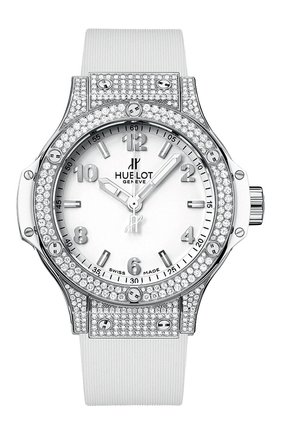 Женские часы big bang steel white pave HUBLOT бесцветного цвета, арт. 361.SE.2010.RW.1704 | Фото 1 (Материал корпуса: Сталь; Цвет циферблата: Белый; Механизм: Кварц)