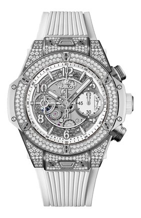 Женские часы big bang unico titanium white pavé HUBLOT белого цвета по цене 2447700 руб., арт. 441.NE.2010.RW.1704 | Фото 1 Женские часы big bang unico titanium white pavé HUBLOT белого цвета, арт. 441.NE.2010.RW.1704 | Фото 1