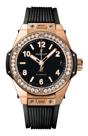 Женские часы big bang one click gold diamonds HUBLOT бесцветного цвета, арт. 465.OX.1180.RX.1204 | Фото 1 (Материал корпуса: Розовое золото; Цвет циферблата: Чёрный; Механизм: Автомат)