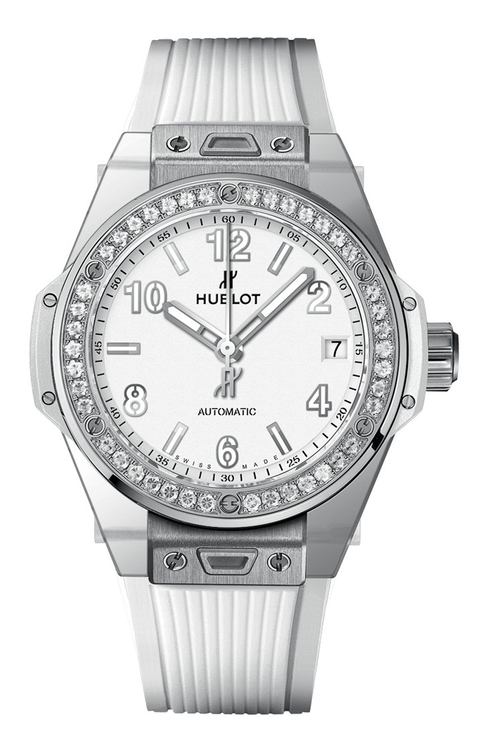 Женские часы big bang one click steel white diamonds HUBLOT белого цвета, арт. 465.SE.2010.RW.1204 | Фото 1