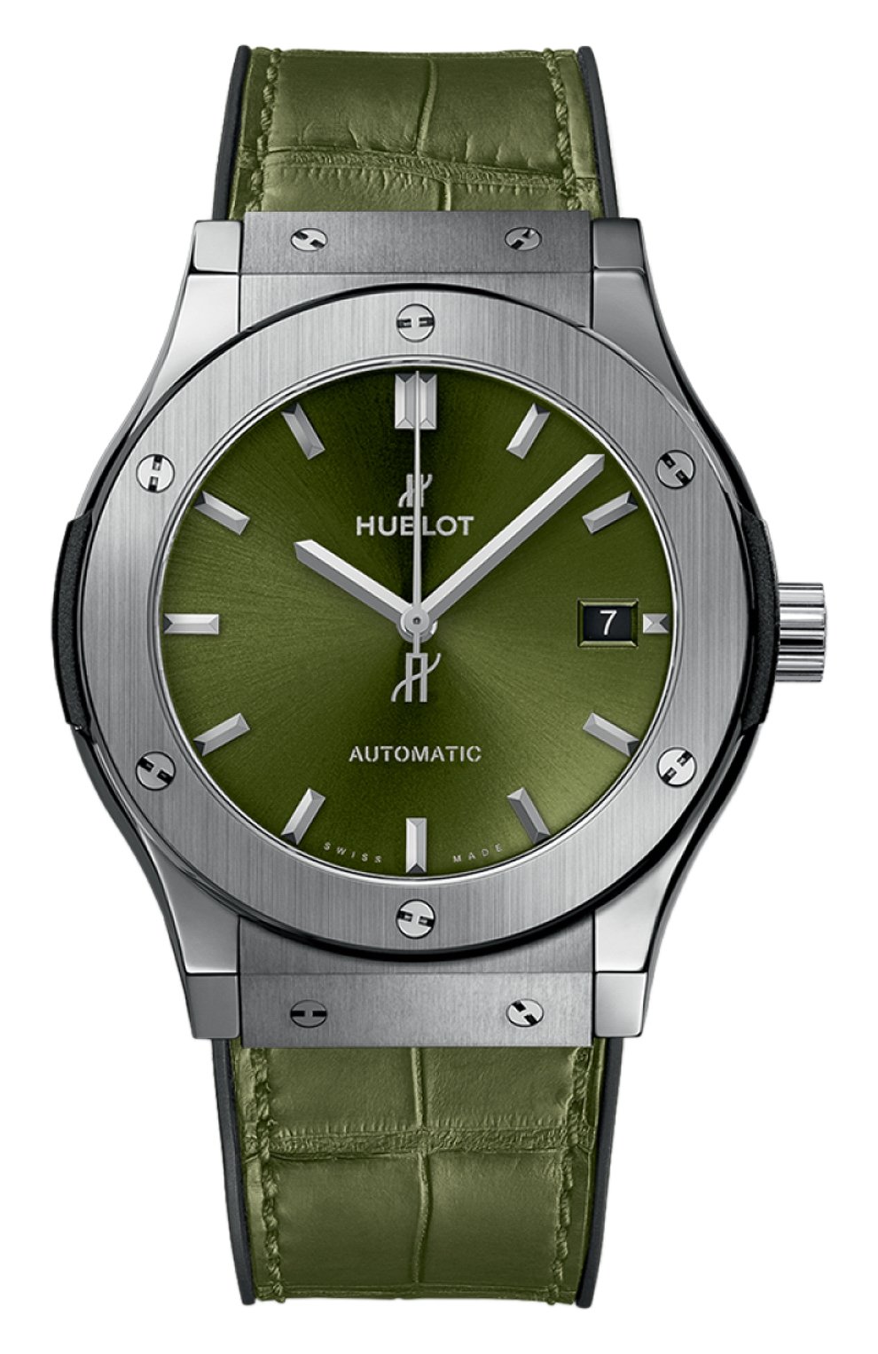 Мужские часы classic fusion titanium green HUBLOT зеленого цвета, арт. 511.NX.8970.LR | Фото 1