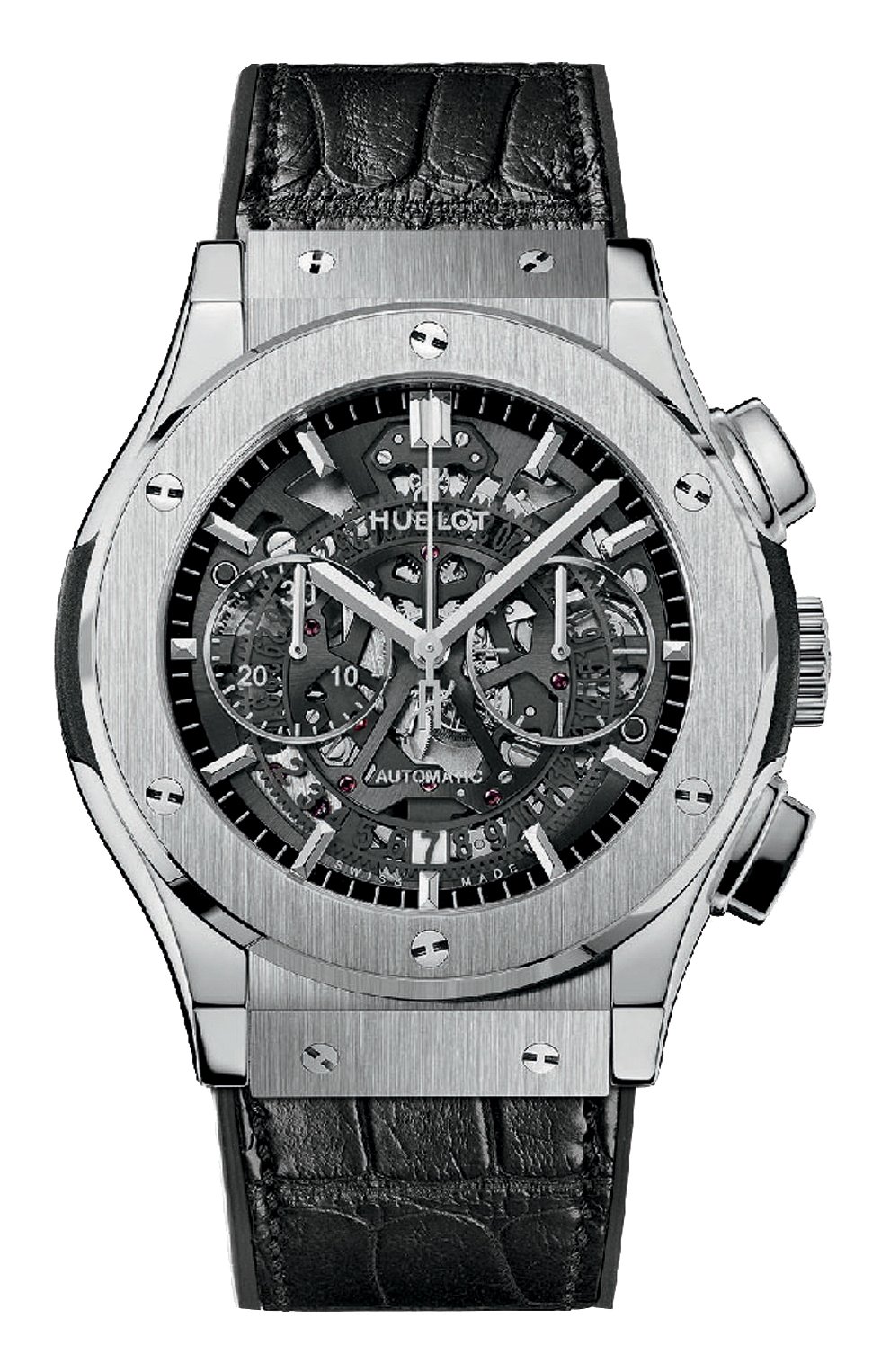 Мужские часы classic fusion aero chtonograph titanium HUBLOT темно-серого цвета, арт. 525.NX.0170.LR | Фото 1