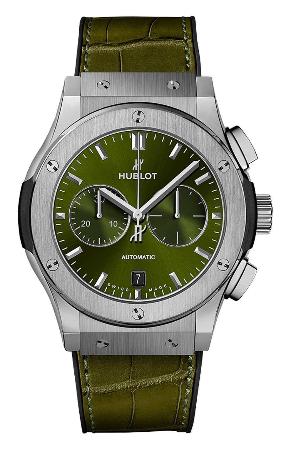 Мужские часы classic fusion chronograph titanium green HUBLOT зеленого цвета, арт. 541.NX.8970.LR | Фото 1
