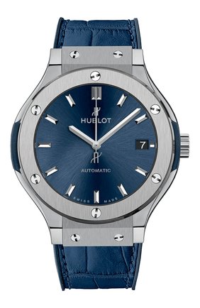 Женские часы classic fusion blue titanium HUBLOT бесцветного цвета, арт. 565.NX.7170.LR | Фото 1 (Цвет циферблата: Синий; Механизм: Автомат; Материал корпуса: Титан)
