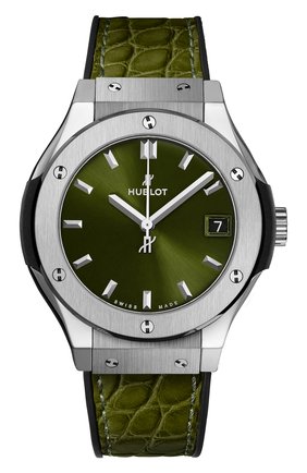 Женские часы classic fusion green titanium HUBLOT бесцветного цвета, арт. 581.NX.8970.LR | Фото 1 (Цвет циферблата: Другое; Механизм: Кварц; Материал корпуса: Титан)