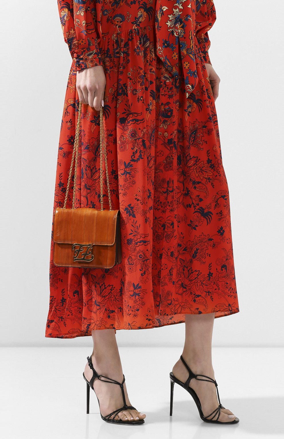 Женская сумка kalligraphy FENDI оранжевого цвета по цене 189500 руб., арт. 8BT317 A9P1 | Фото 2 Женская сумка kalligraphy FENDI оранжевого цвета, арт. 8BT317 A9P1 | Фото 2