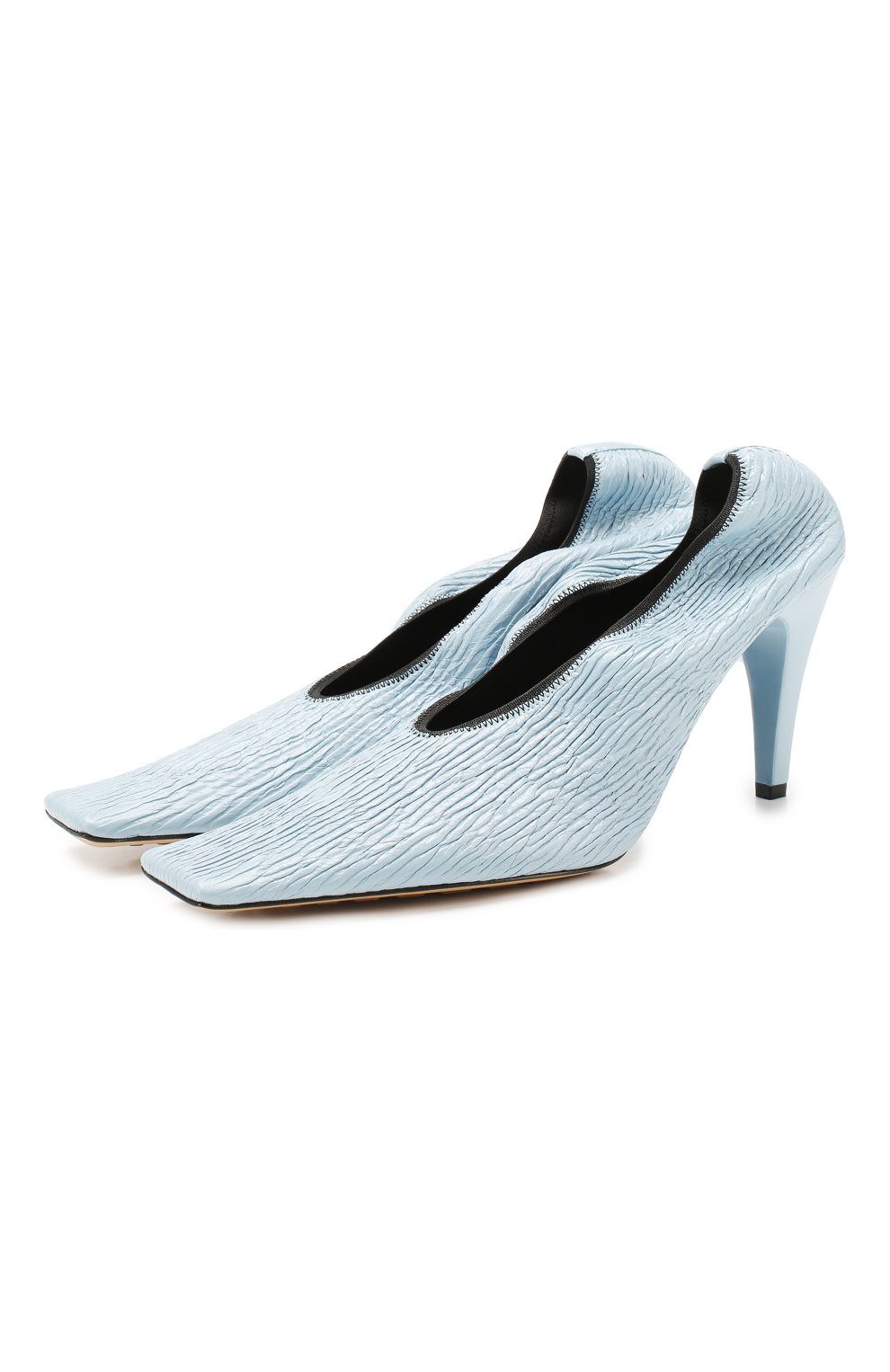 Женские голубые кожаные туфли BOTTEGA VENETA — купить в интернет