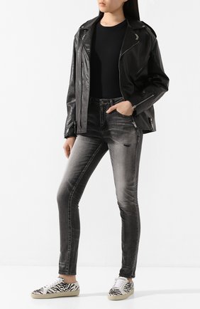 Женские комбинированные кеды court classic SAINT LAURENT черно-белого цвета по цене 35600 руб., арт. 603358/10D10 | Фото 2 Женские комбинированные кеды court classic SAINT LAURENT черно-белого цвета, арт. 603358/10D10 | Фото 2