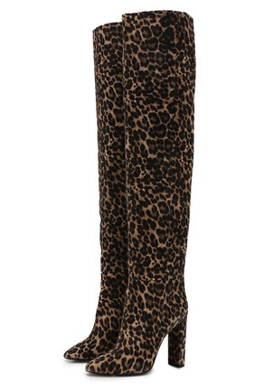 Женские замшевые ботфорты 76 SAINT LAURENT леопардового цвета по цене 127500 руб., арт. 621120/1FL00 | Фото 1 Женские замшевые ботфорты 76 SAINT LAURENT леопардового цвета, арт. 621120/1FL00 | Фото 1