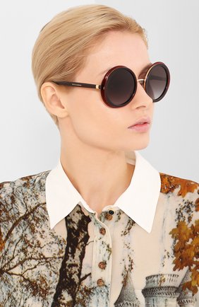 Женские солнцезащитные очки DOLCE & GABBANA черного цвета, арт. 6127-550/8G | Фото 2 (Тип очков: С/з; Оптика Гендер: оптика-женское; Очки форма: Круглые)