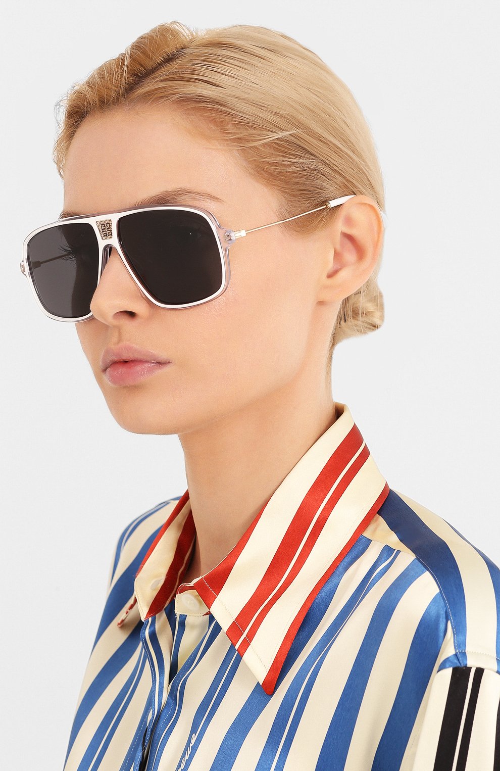 Женские солнцезащитные очки GIVENCHY белого цвета по цене 21200 руб., арт. 7138 P9U | Фото 2 Женские солнцезащитные очки GIVENCHY белого цвета, арт. 7138 P9U | Фото 2