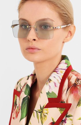 Женские солнцезащитные очки GUCCI голубого цвета по цене 34550 руб., арт. GG0644S 002 | Фото 2 Женские солнцезащитные очки GUCCI голубого цвета, арт. GG0644S 002 | Фото 2