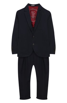 Детский костюм из льна и шерсти BRUNELLO CUCINELLI темно-синего цвета по цене 99500 руб., арт. BH422A102B | Фото 1 Детский костюм из льна и шерсти BRUNELLO CUCINELLI темно-синего цвета, арт. BH422A102B | Фото 1