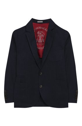 Детский костюм из льна и шерсти BRUNELLO CUCINELLI темно-синего цвета по цене 109000 руб., арт. BH422A102C | Фото 2 Детский костюм из льна и шерсти BRUNELLO CUCINELLI темно-синего цвета, арт. BH422A102C | Фото 2